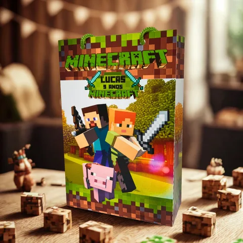 Sacolinha Personalizada tema Minecraft